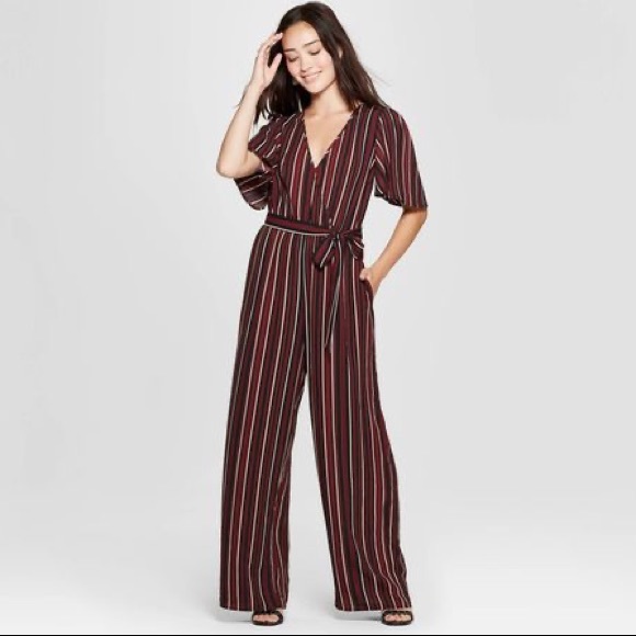 Pinstripe Maroon jumpsuit - Picture 1 of 2
